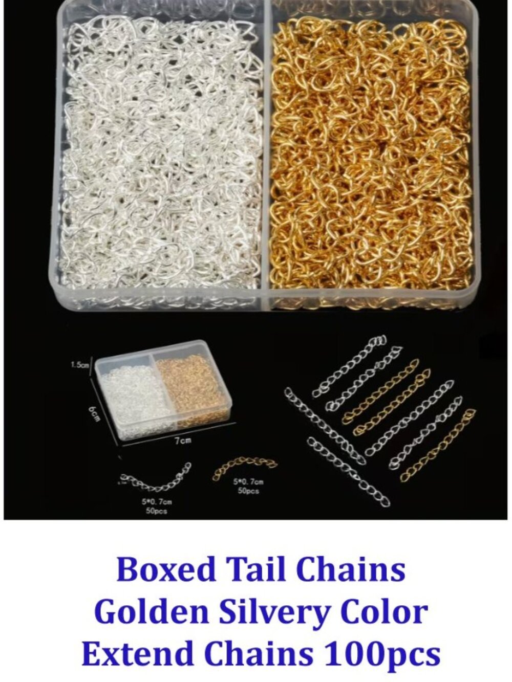 100pcs Boxed Tail Chains Golden Silvery Color Extend Chains